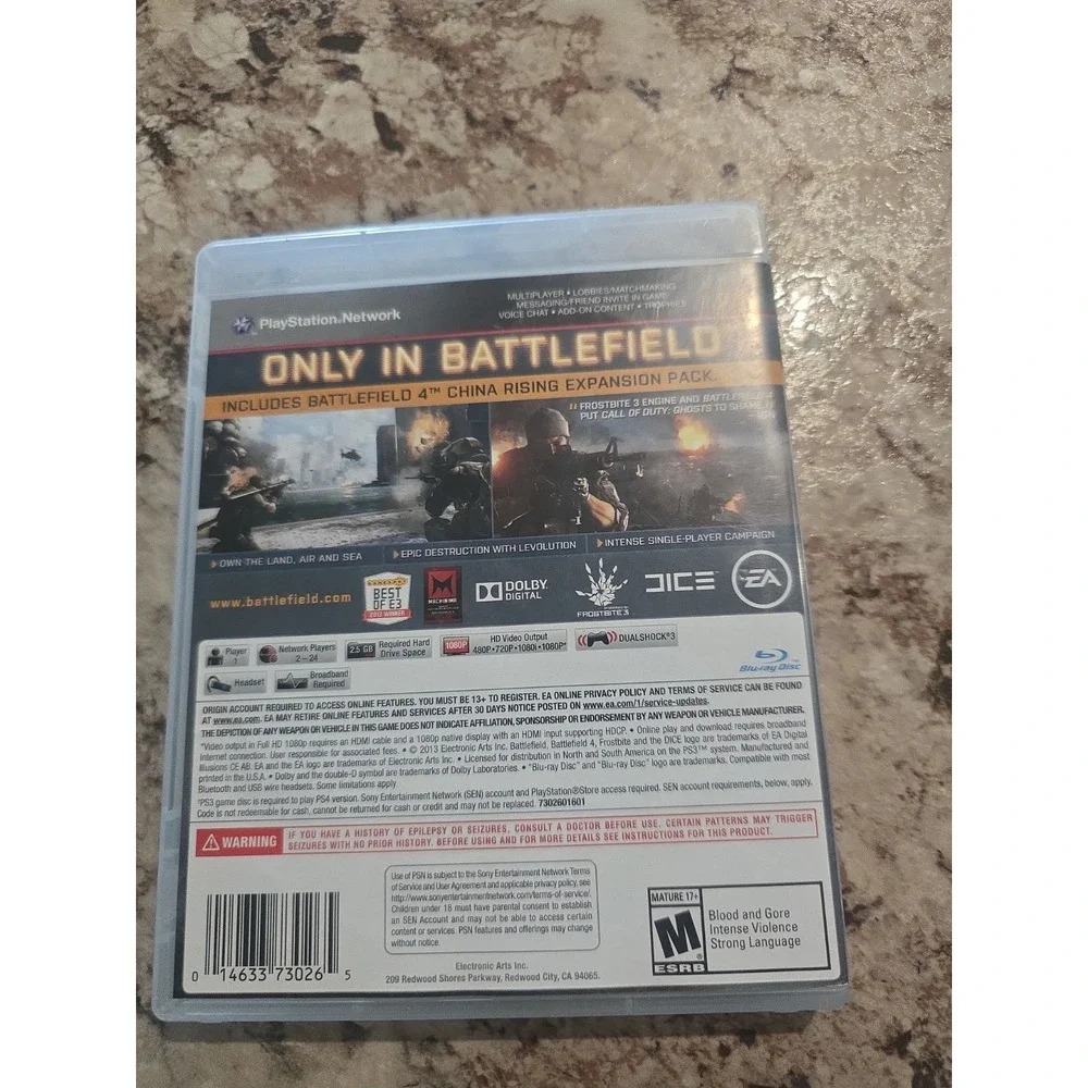 Battlefield 4 PlayStation 3 PS3 Combat Military Action With Manual